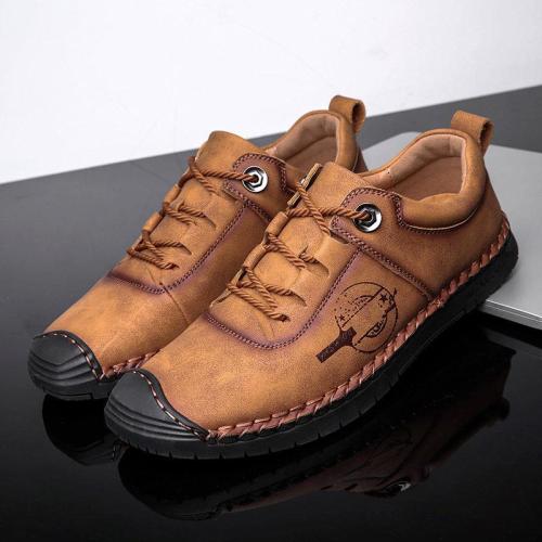 Large Size Mens Hand Stitching Anti-collision Non-slip Casual Flat Shoes