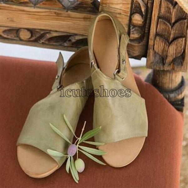 Summer Fashion Wedges Shoes Woman Slides Buckle Lady Casual