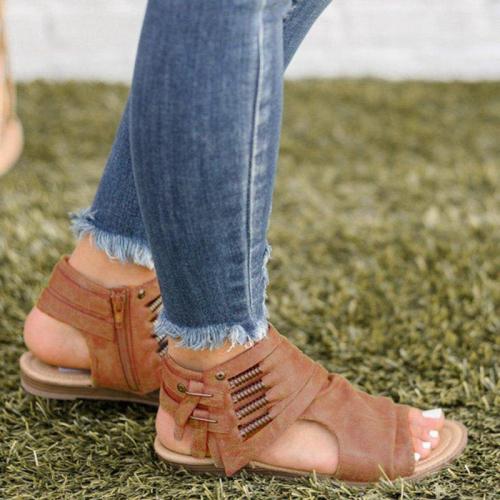 Women Casual Summer Soft Leather Open Toe Sandals