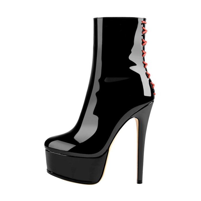 Platform Stiletto High Heel Patent leather Ankle Boots