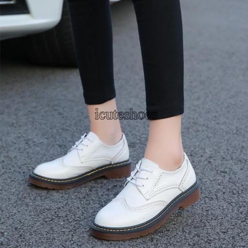 2020 New Shoes British Style Round Head Flat Sole Thick Heel Women's Shoes Lace Up Women's Fashion