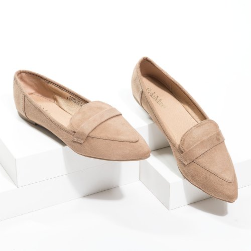 Pointed Taupe Loafer Flats
