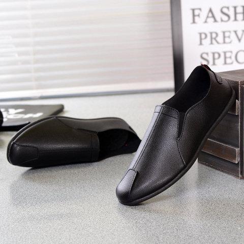 Men Pure Color Low Top Flat Slip On Doug Shoes Casual Loafers