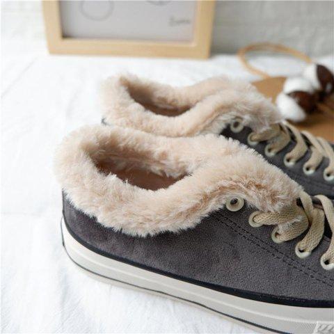 Women Winter Warm Boots Lace-up Suede High-Low Heel Shoes