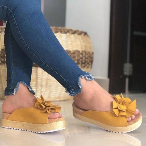 Flower Sandals Slip-On Peep Toe Women Platforms
