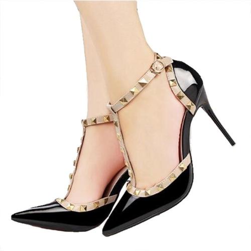 fashion female sandals rivet Metal decoration pu leather women high heels
