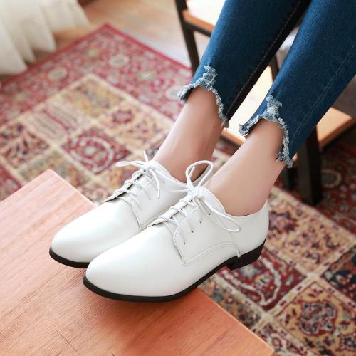 Reflective Pu Low Heels Lace-Up Boots