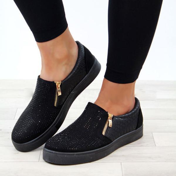Women Round Toes Casual Shoes Slip On Sneakers