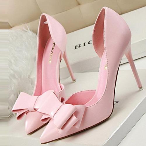 Sweet Bowknot Pointed Mouth High Heel Shoes