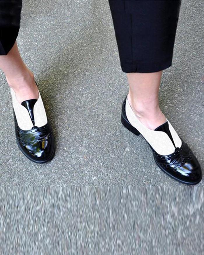 Contrast Slip-On Oxford Flat Shoes