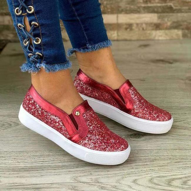 Women Shiny Paillette Loafers