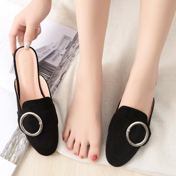 2020 Spring and Autumn Round Head Flat Heel Cool Slippers for Women Wearing Muller
