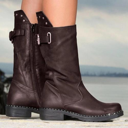 Round Head Plus Cotton Thick Heel Ankle Boots
