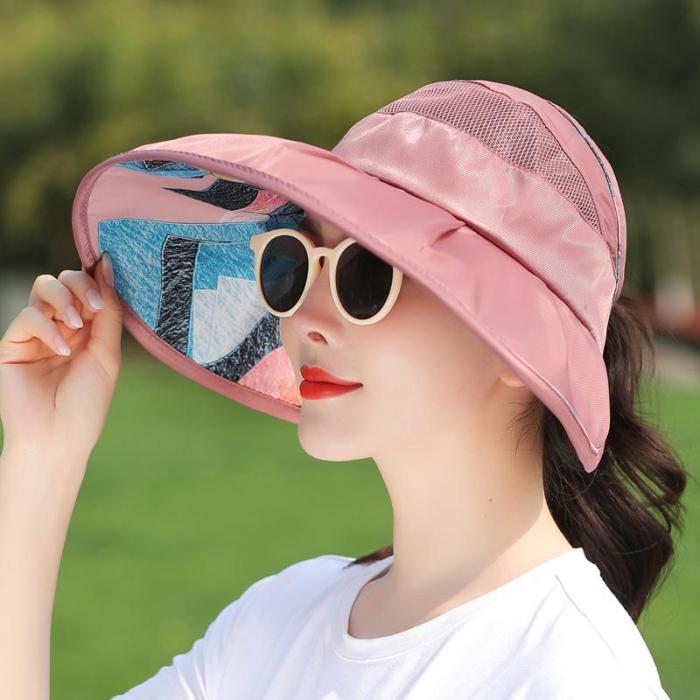 Hat Women's Summer Vacation Sunshade Hat UV Resistant Foldable Sun Hat Sky Top Sun Hat
