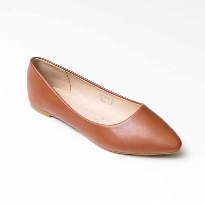 Smooth Pointed Toe Flat Taupe