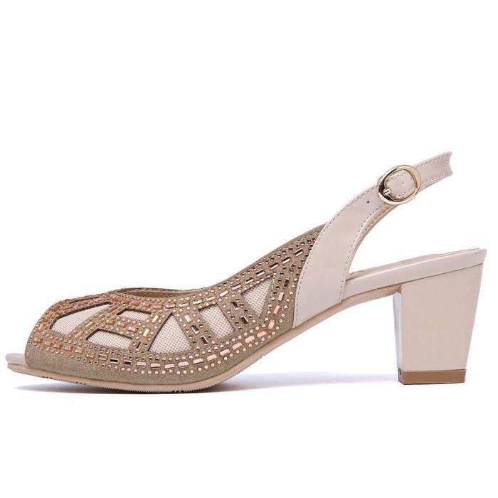 Elegant Peep Toe Rhinestone Summer Sandals