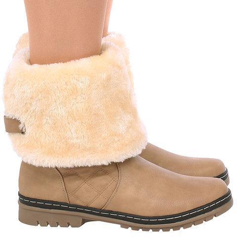 Womens Warm Pu Winter Low Heel Snow Boots