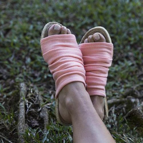 Women's Cloth Peep Toe Flat Slippers
