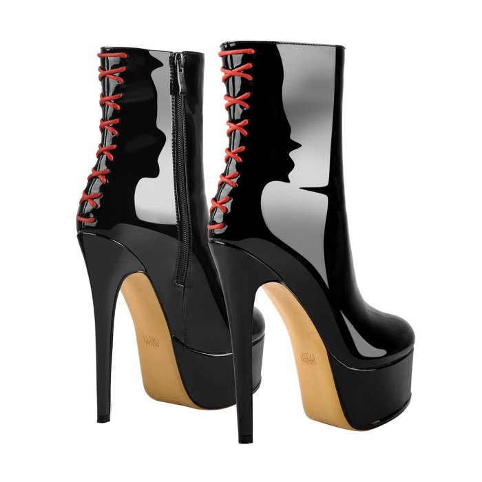 Platform Stiletto High Heel Patent leather Ankle Boots