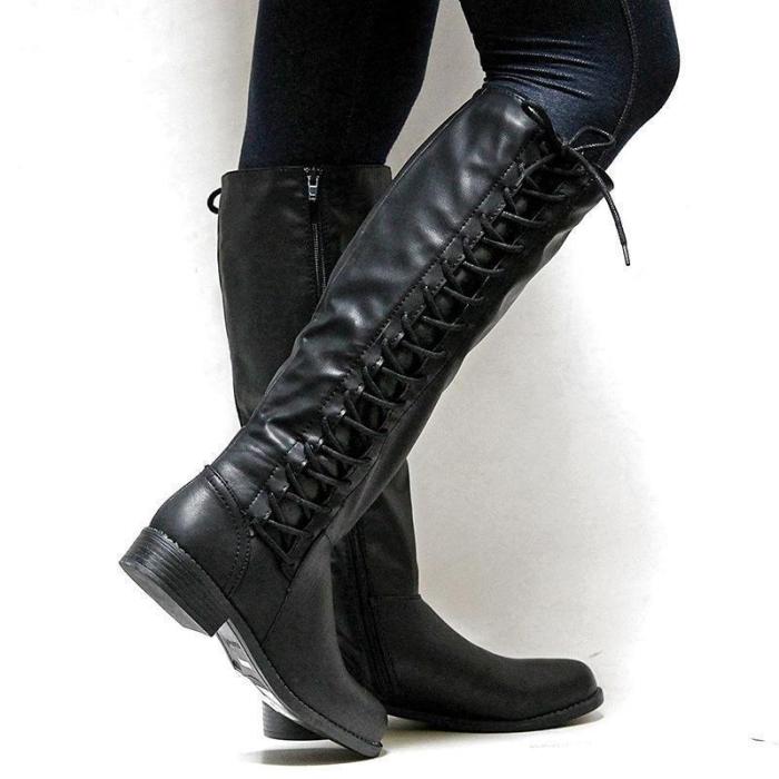Knight boots Lady Knee High Boots Low Chunky Heel