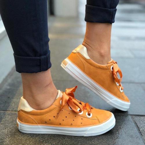 Hollow-Out Well-Ventilated Lace-Up Casual Gender-Neutral Sneakers