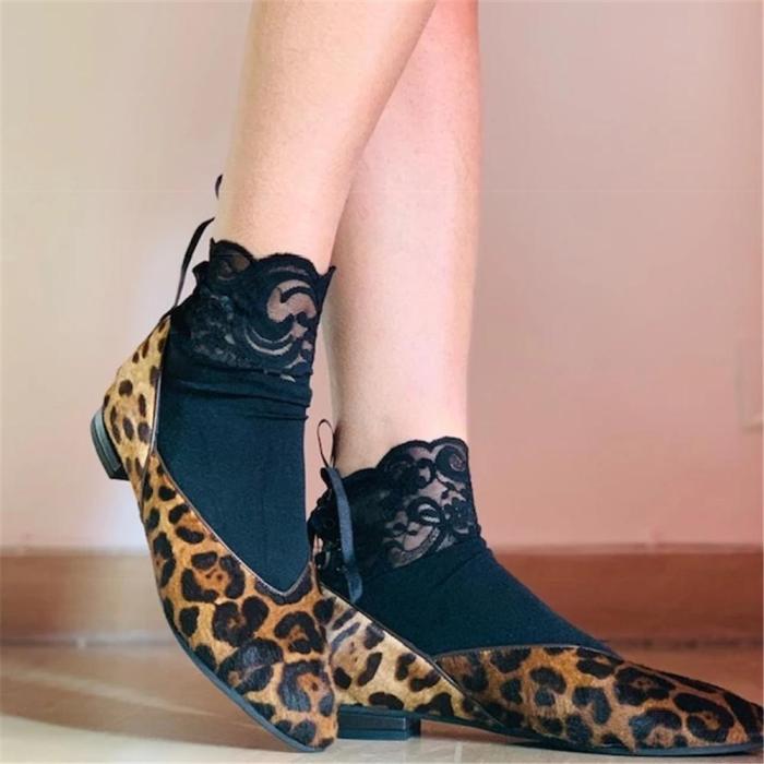 Women's Fashion Animal Print Pointed Flat Shoes