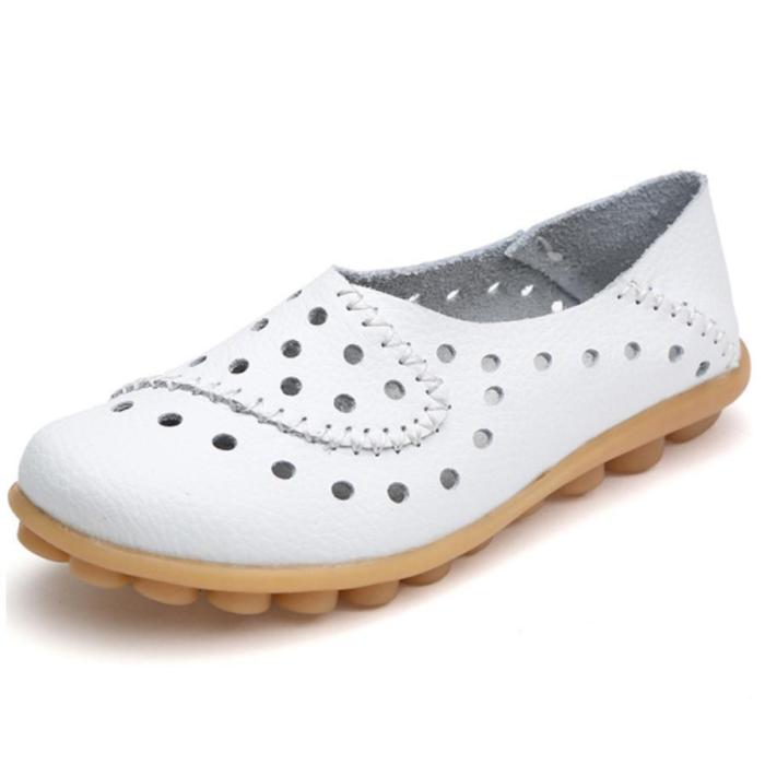 Hollow Out Plain Flat Round Toe Casual Flat Women Loafers