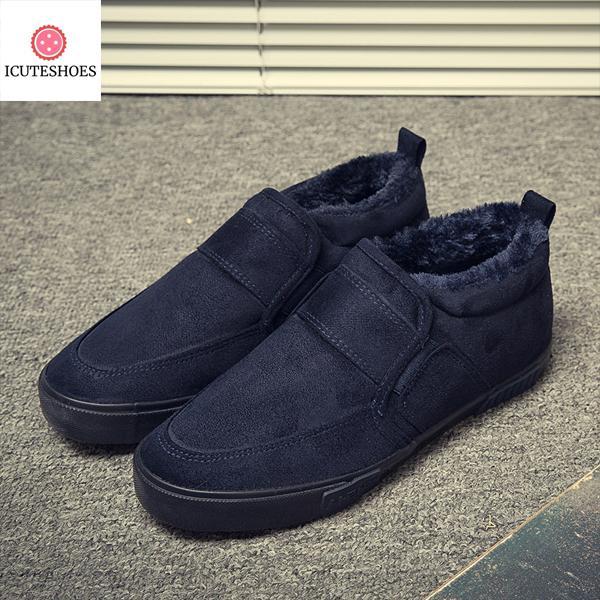 Casual Shoes for Winter Warm Fleeces Slip-on Flat Snow Shoes Fashion Solid Loafers