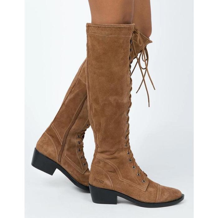 F/W Chic Solid Low-heel Riding Boots