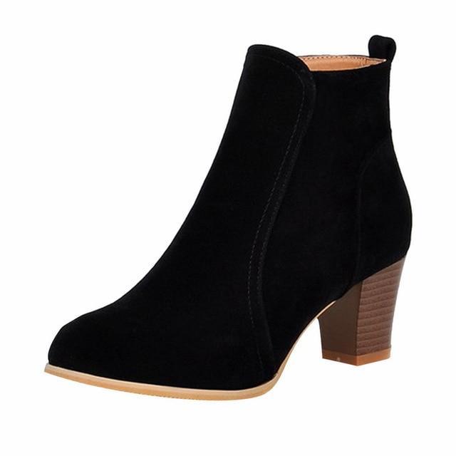 Ankle Boots fashion suede leather boots high heel ladies shoes