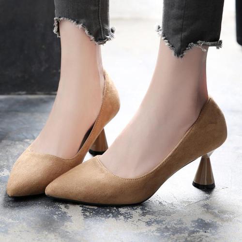 Middle Heel Suede Date Work Pointed Toe Shoes