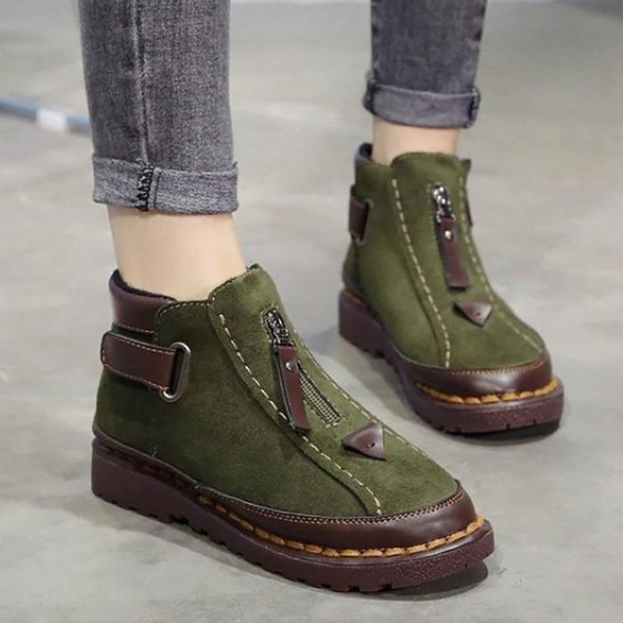Womens New Style Platform Flat Bottom Martin Ankle Boots