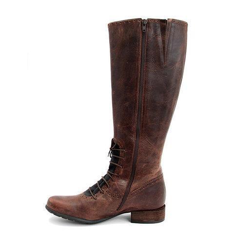 Women Vintage Front Lace Up Boots Casual Classic Shoes
