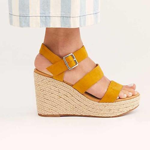 Strap Buckle Sky-High Wedges Sandals