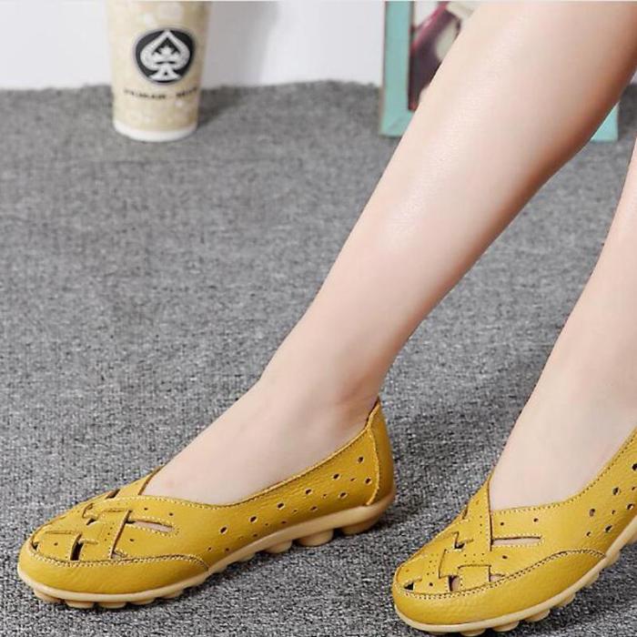 Women's Hollow-out Dress Leather Non Slip Flats