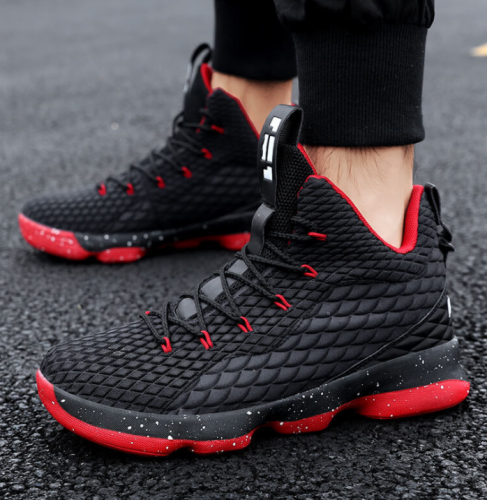 Winter high-top sneakers increase wear-resistant flying woven basketball shoes