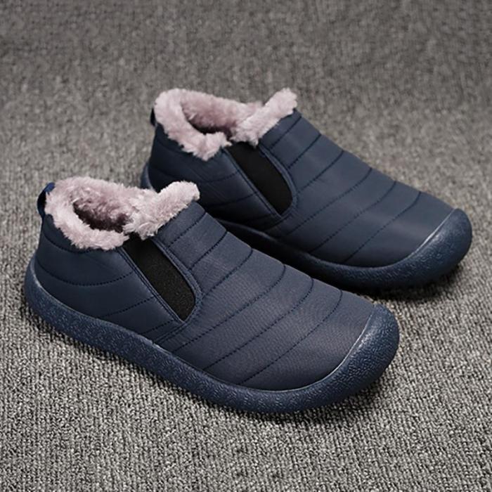 Women Large Size Waterproof Fur Lined Slip On Boots