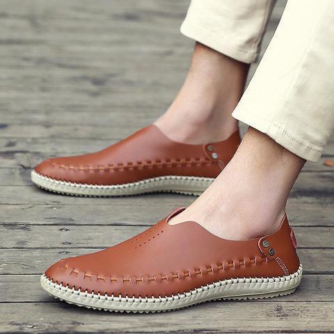 Men Cowhide leather Slip-On Flats Loafers