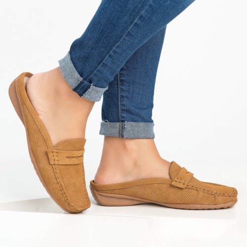 Perforated Loafers Flats - Tan