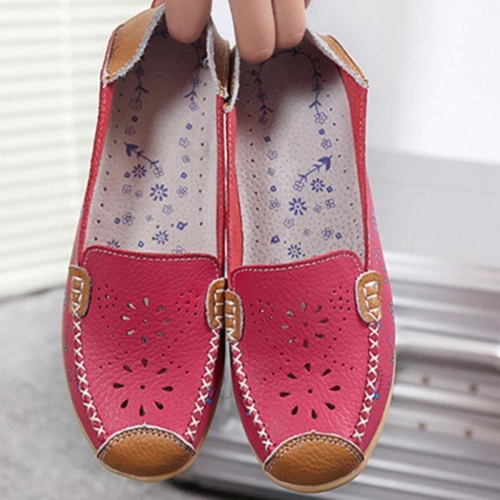 Women's PU Hollow-out Moccasin Ommino Flat Shoes
