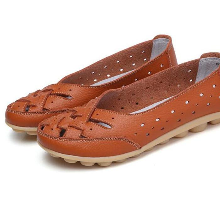 Hollow-out Dress Leather Non Slip Flats