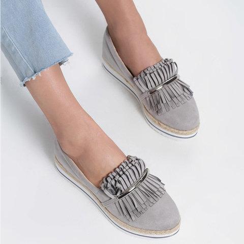 Girly Sweet Style Low Heels Fringe Teim Casual Loafers
