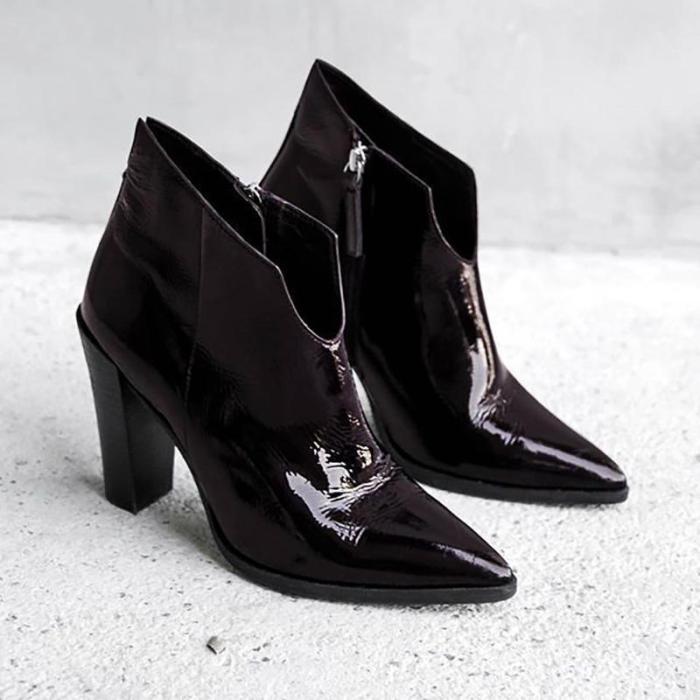 Stylish and simple versatile pointed high heel boots