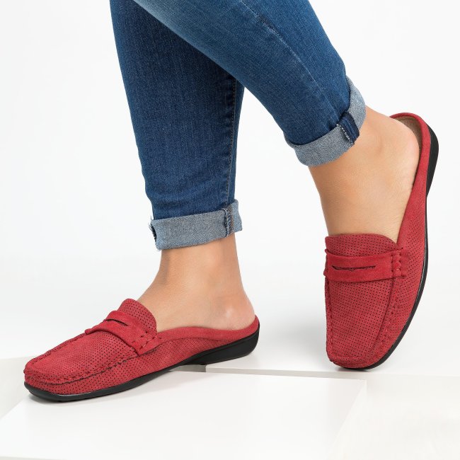 Perforated Loafers Flats - Red