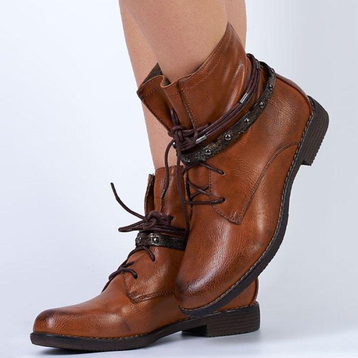 Chunky Heel Lace-up All Season Ankle Boots