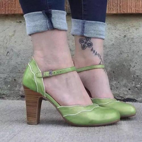 Elegent Vintage Ankle-Strap High Heels Mary Jane Sandals