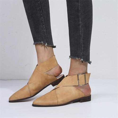 Fashion Pointed Belt Buckle Flat Shoes