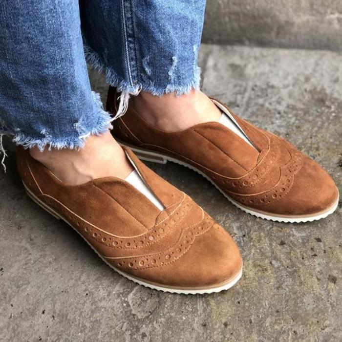 Artificial Suede Rubber Band Slip-On Flats