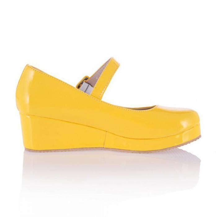 Grily Style Polished Artificial Leather Upper Mary Jane Shoes