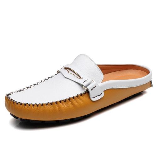 Mens British Style Color Block Slip On Casual Backless Loafers